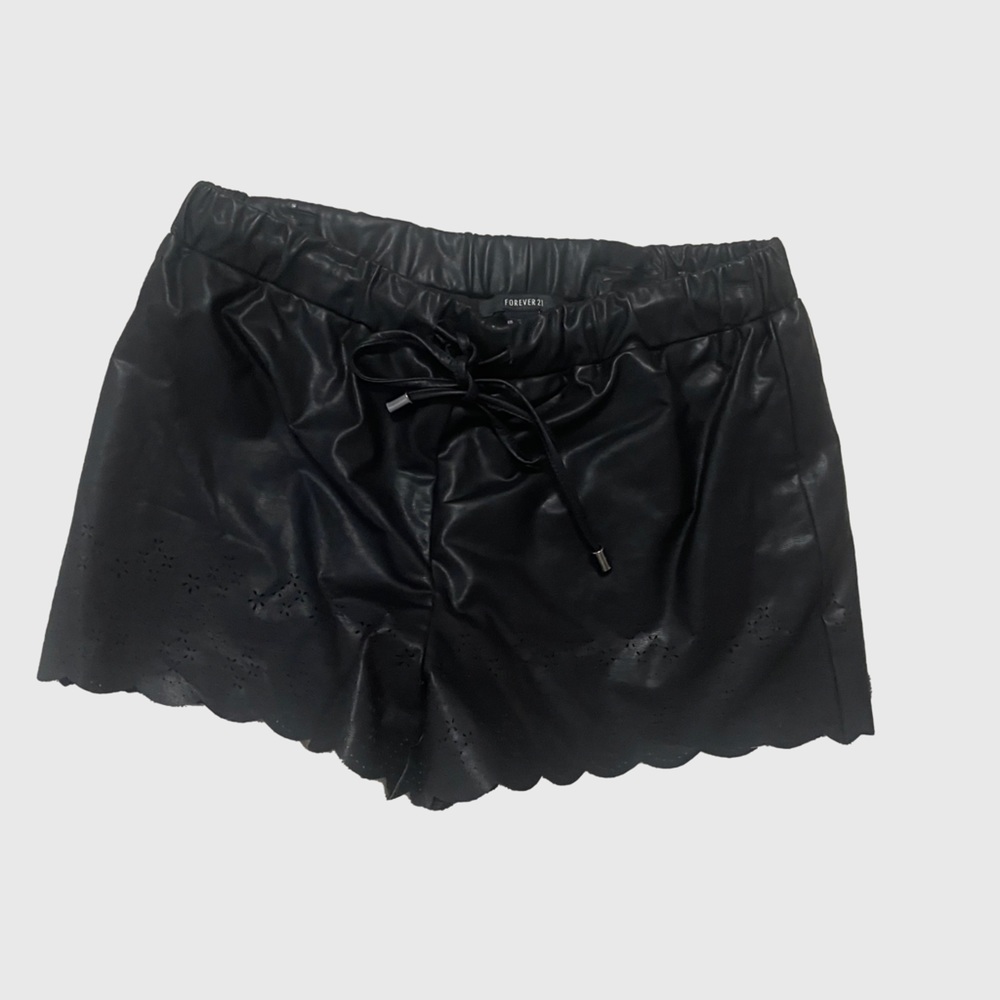 Forever 21 Leather Style Black Shorts